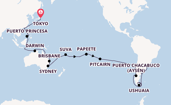Transpacific from Tokyo, Japan with the Costa Serena