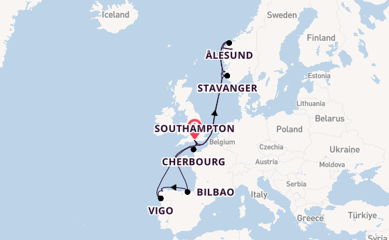 Norway from Southampton, England with the Arvia