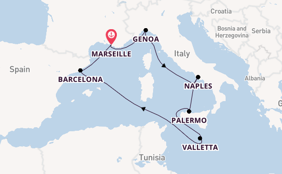 Western Mediterranean from Marseille, France with the MSC Seaview