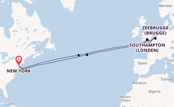 trans-Atlantisch vanaf New York, Verenigde Staten met de Queen Mary 2