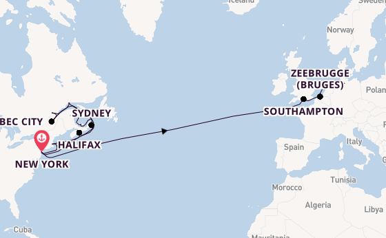 Transatlantic from New York, USA with the Queen Mary 2
