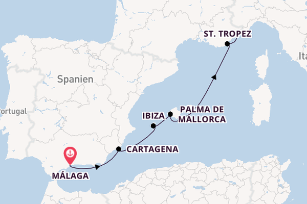 Westliches Mittelmeer ab Málaga, Spanien auf der SEA CLOUD SPIRIT