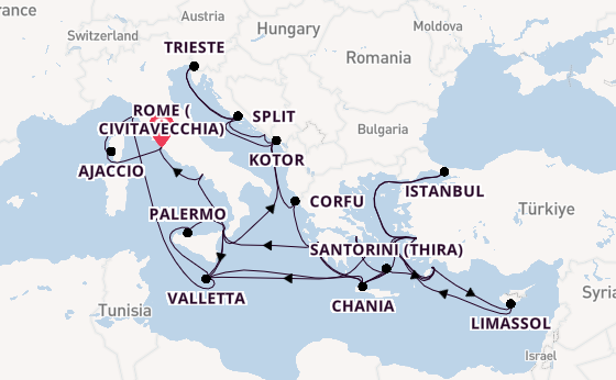 Mediterranean from Rome (Civitavecchia), Italy with the Enchanted Princess