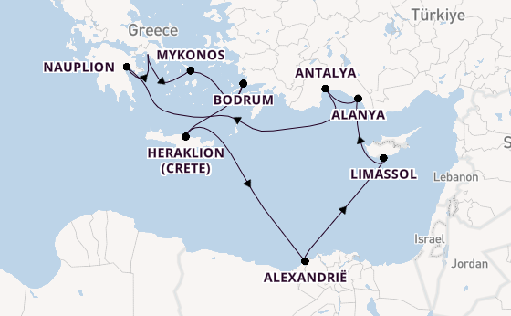 Oostelijke Middellandse Zee vanaf Athene (Piraeus), Griekenland met de Azamara Onward