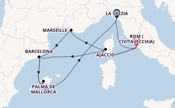 Westliches Mittelmeer ab Civitavecchia (Rom), Italien auf AIDAcosma