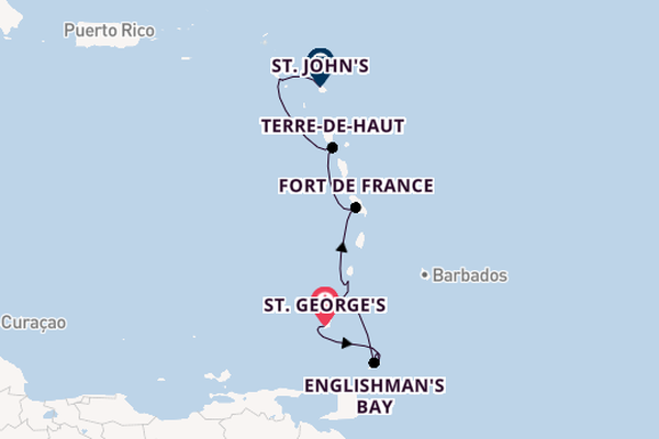 Zuidelijke Caraïben vanaf St. George's, Grenada met de Star Clipper