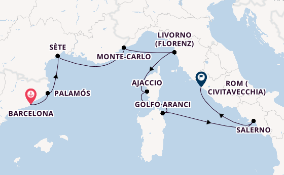 Westliches Mittelmeer ab Barcelona, Spanien auf der Allura 
