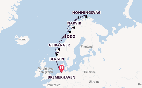 Norwegen ab Bremerhaven, Deutschland auf der Amera