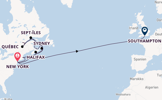 Transatlantik ab New York auf der Queen Mary 2
