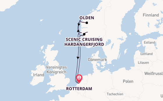 Norwegen ab Rotterdam, Niederlande auf der Nieuw Statendam