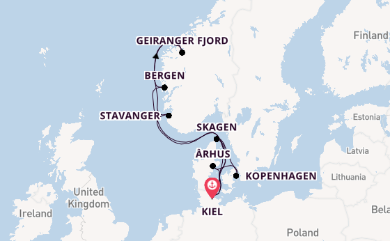 Noorwegen vanaf Kiel, Duitsland met AIDAnova