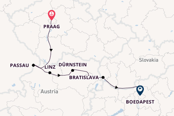 Donau vanaf Praag, Tsjechië met de Amadeus Nova