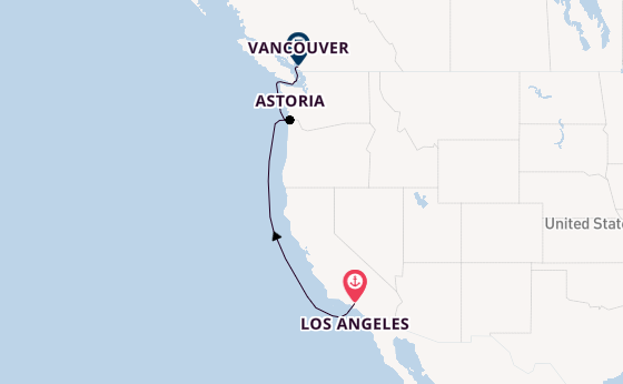 Amerikaanse Westkust vanaf Los Angeles, Verenigde Staten met de Discovery Princess