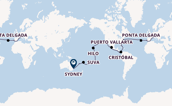World Cruise from Savona, Italy with the Costa Deliziosa