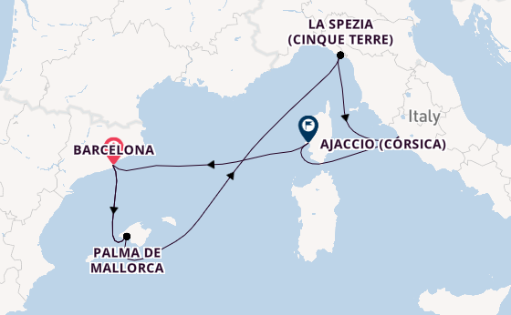 Westelijke Middellandse Zee vanaf Barcelona, Spanje met AIDAcosma