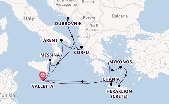 Mediterranean Sea from Valletta, Malta with the Azura