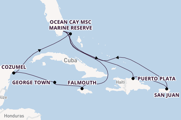 Caribbean from Miami, Florida, USA with the MSC Seascape