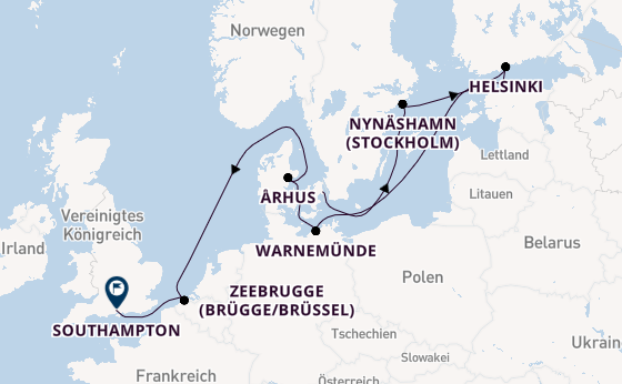 England ab Kopenhagen, Dänemark auf der Norwegian Jewel