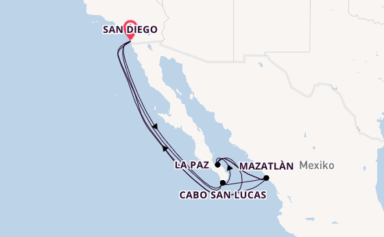 Mexikanische Riviera ab San Diego, USA auf der Zuiderdam