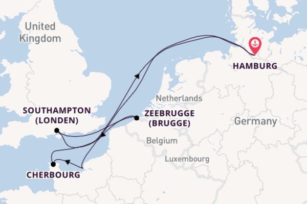 Engeland vanaf Hamburg, Duitsland met AIDAnova