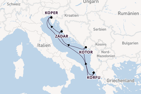 Mittelmeer ab Triest, Italien auf der Mein Schiff 4