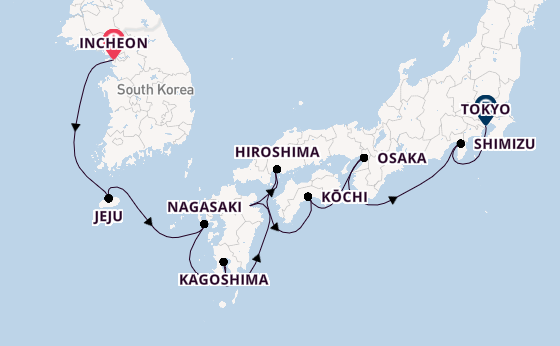 Japan from Incheon, South Korea with the Seven Seas Splendor