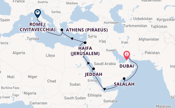 Middle East from Dubai, United Arab Emirates with the Seven Seas Mariner