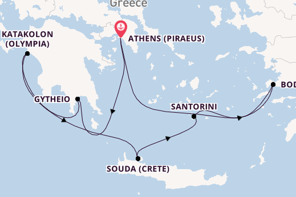 Eastern Mediterranean from Athens (Piraeus), Greece with the Silver Nova