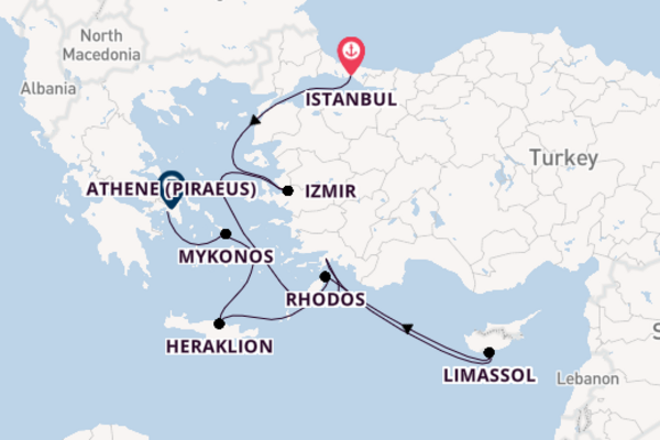 Oostelijke Middellandse Zee vanaf Istanbul, Turkije met de Seven Seas Voyager