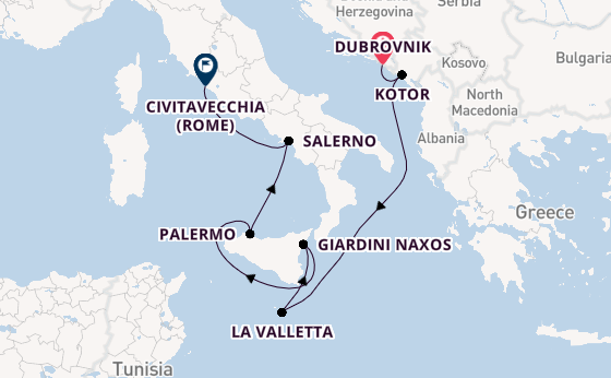 Middellandse Zee vanaf Dubrovnik, Kroatië met de Seabourn Ovation