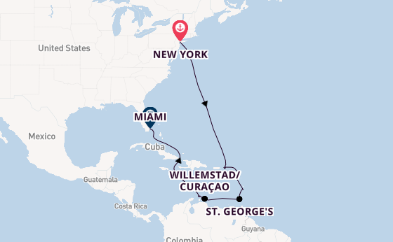 Caribbean from New York, USA with the Vista
