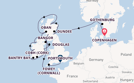 British Isles from Copenhagen, Denmark with the Azamara Journey