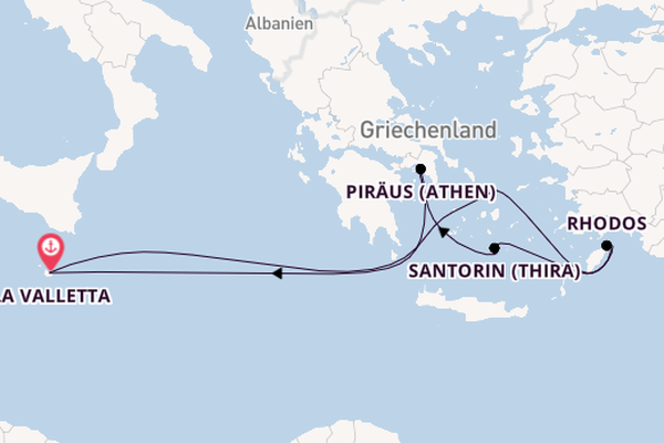 Mittelmeer ab La Valletta, Malta auf der Azura