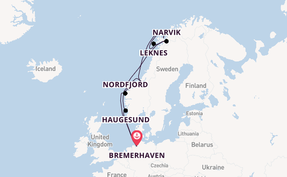 Noorwegen vanaf Bremerhaven, Duitsland met de Mein Schiff 3