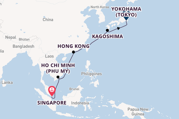 East Asia from Singapore, Singapore with the Celebrity Millennium