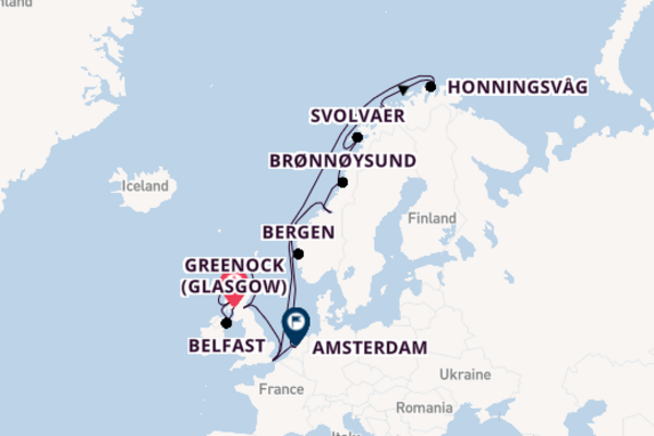 Verenigd Koninkrijk vanaf Greenock (Glasgow), Schotland met de Seabourn Ovation