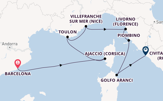 Westelijke Middellandse Zee vanaf Barcelona, Spanje met de Seven Seas Prestige