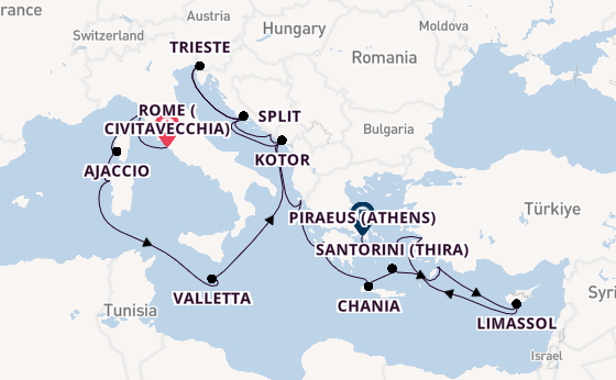 Mediterranean from Rome (Civitavecchia), Italy with the Enchanted Princess