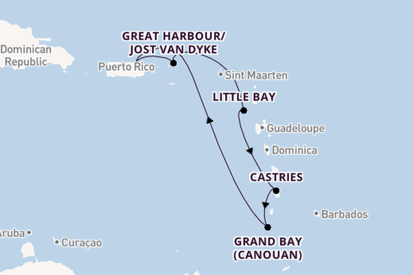 Caribbean vanaf San Juan, Puerto Rico met de Silver Shadow