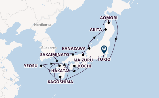 Japan ab Yokohama (Tokio), Japan auf der Azamara Pursuit