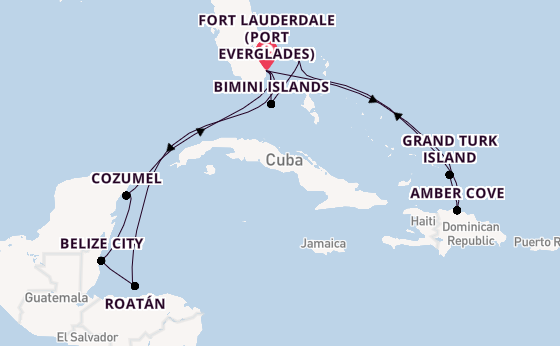Caribbean from Fort Lauderdale (Port Everglades), Florida, USA with the Star Princess