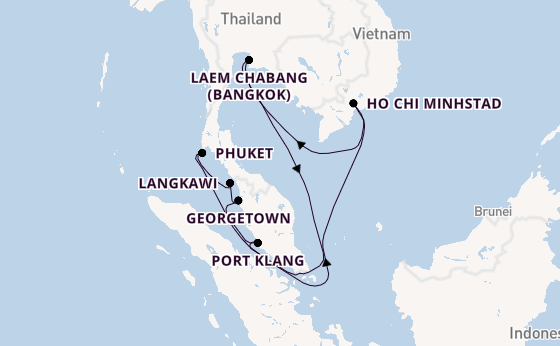 Zuidoost-Azië vanaf Singapore, Singapore met de Diamond Princess