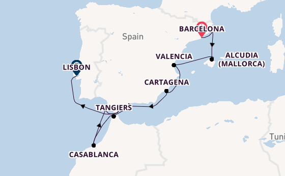Western Mediterranean from Barcelona, Spain with the Silver Spirit