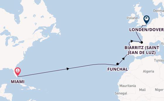 trans-Atlantisch vanaf Miami, Verenigde Staten met de Seabourn Quest