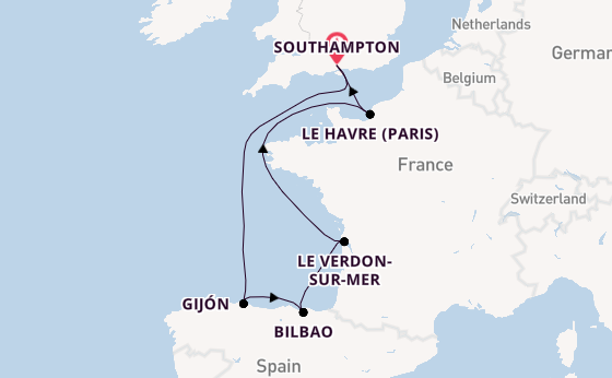 British Isles from Southampton, England with the Queen Anne