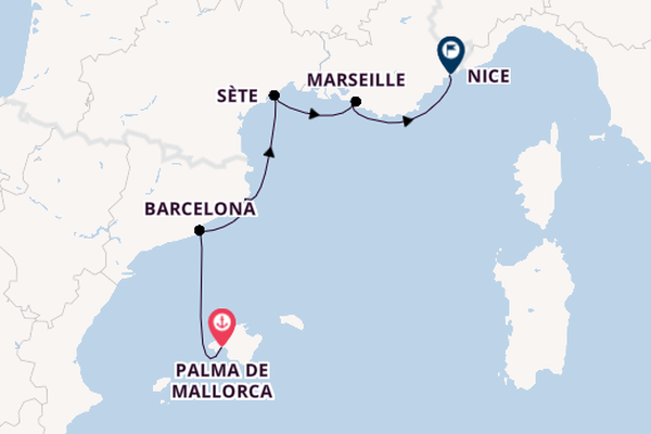 Western Mediterranean from Palma de Mallorca, Spain with the Silver Shadow