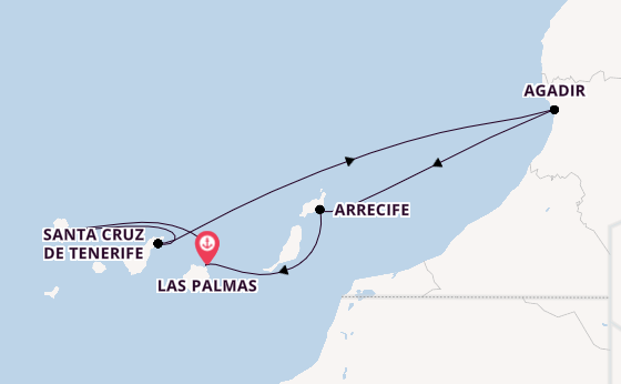 Canarische Eilanden vanaf Las Palmas, Gran Canaria, Spanje met AIDAprima