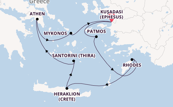 Eastern Mediterranean from Kuşadası (Ephesus), Turkey with the Celestyal Discovery