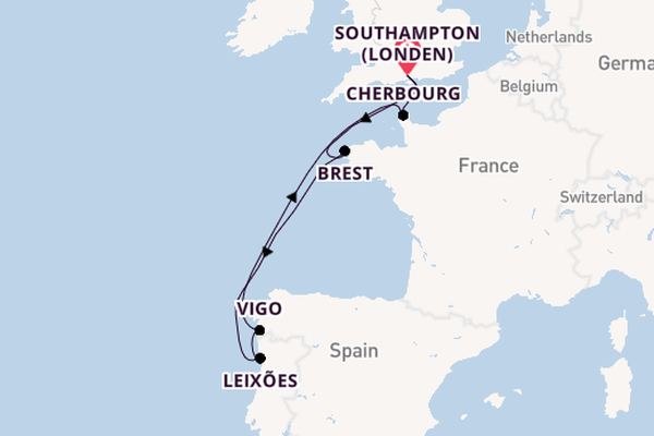 Engeland vanaf Southampton (Londen), Engeland met de MSC Meraviglia
