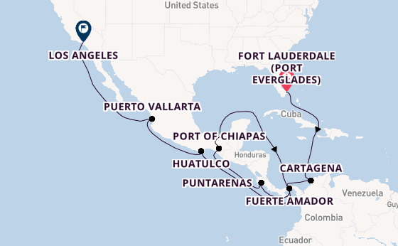 Central America from Fort Lauderdale (Port Everglades), Florida, USA with the Island Princess